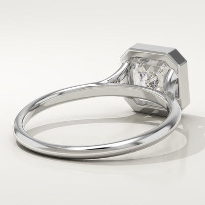 Asscher Cut Bezel Split Shank Lab-Grown Diamond Engagement Ring