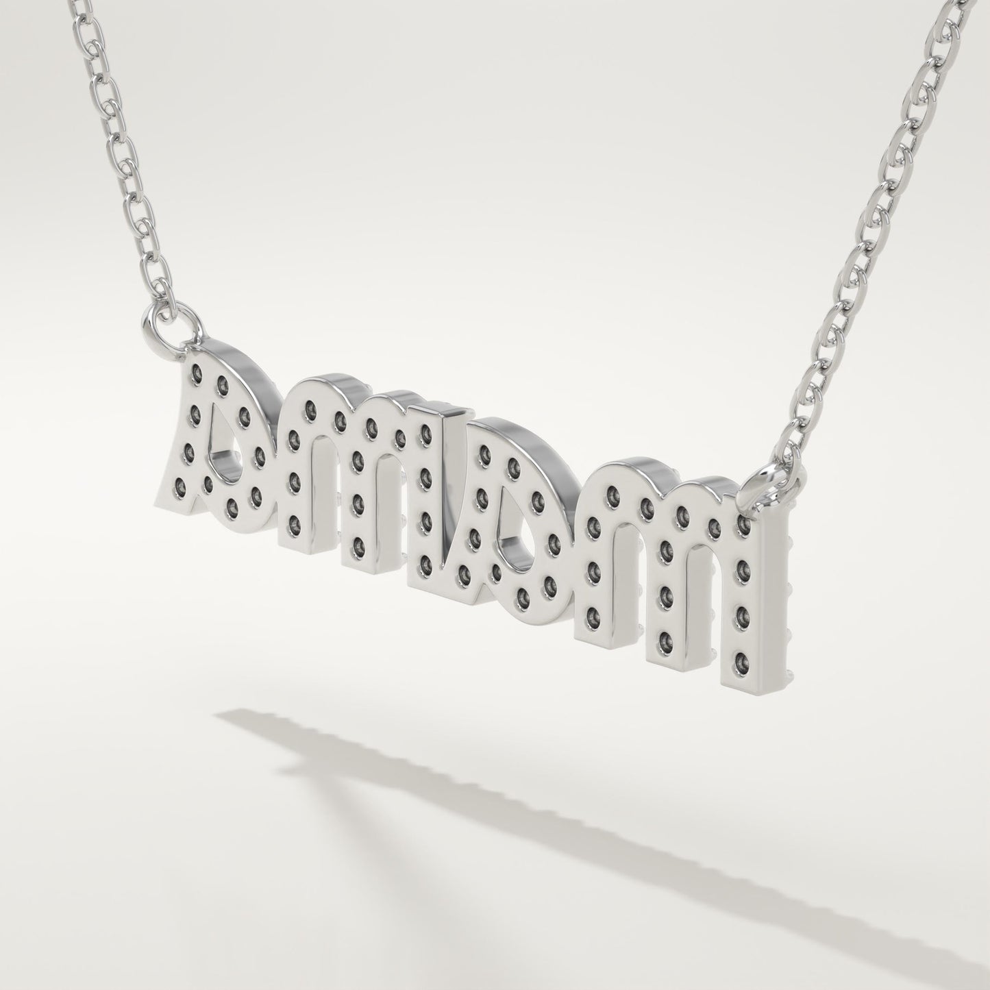 0.17 TCW Round Lab-Grown Diamond Mama Charm Necklace