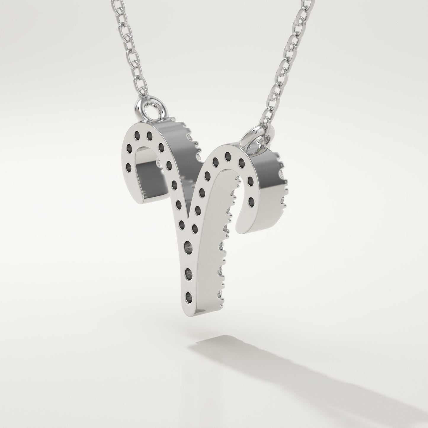 0.098 TCW Round Lab-Grown Diamond Aries Zodiac Necklace