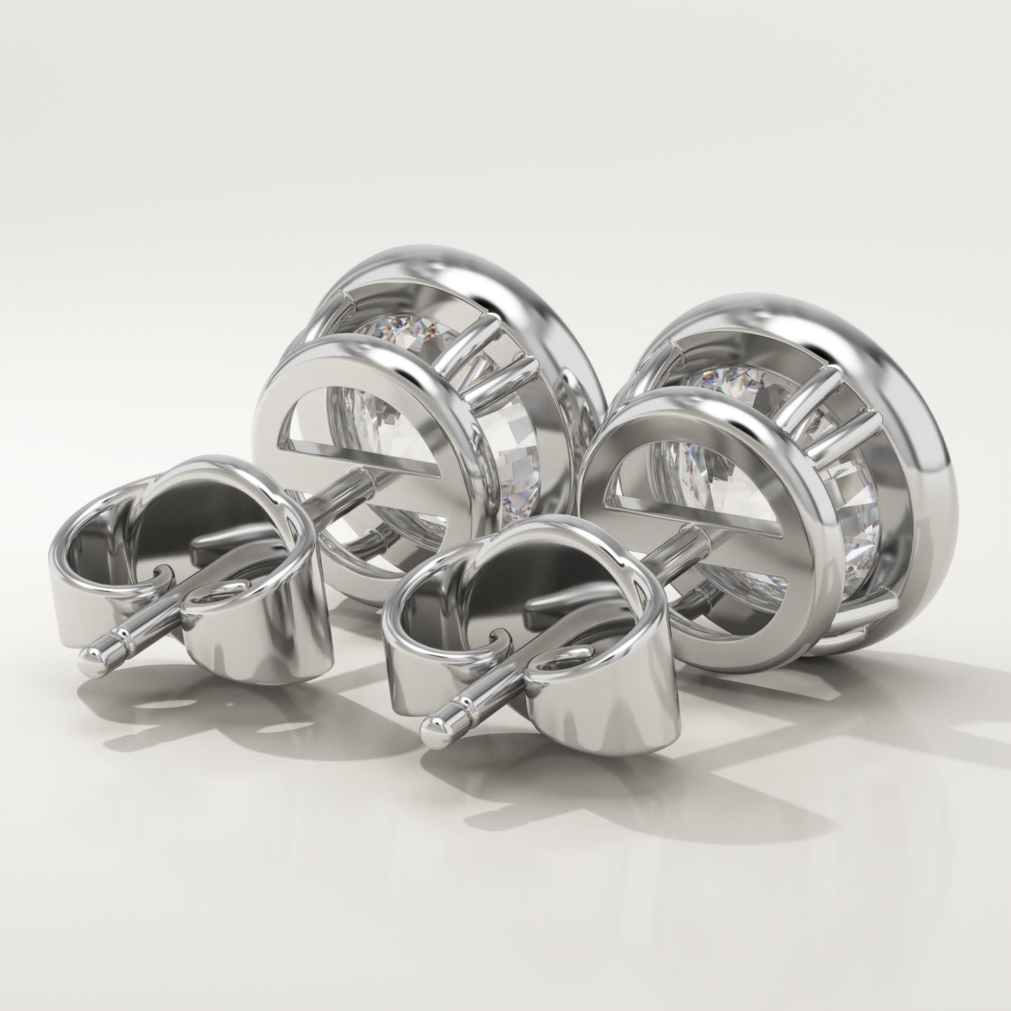 1 TCW Round Bezel Lab-Grown Diamond Stud Earrings
