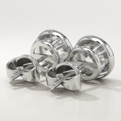 1 TCW Round Bezel Lab-Grown Diamond Stud Earrings
