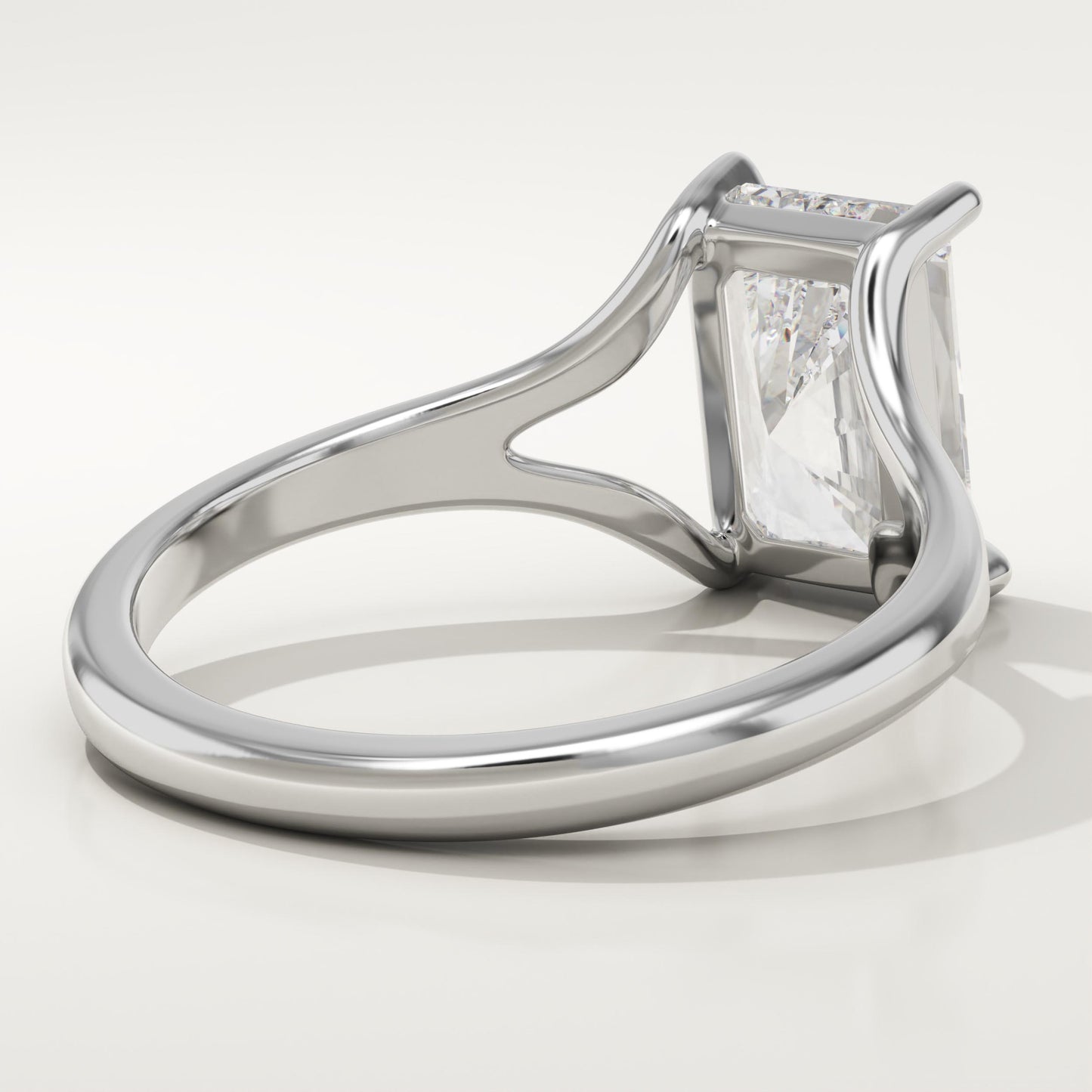 Radiant Cut Solitaire Split Shank Lab-Grown Diamond Engagement Ring