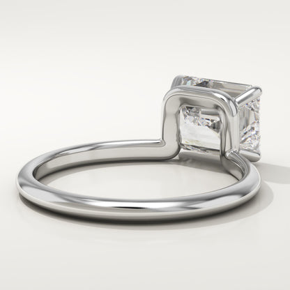2 CT East West Emerald Cut Solitaire Moissanite Engagement Ring