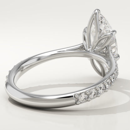 1.75 CT Marquise Cut Pave Cathedral Moissanite Engagement Ring