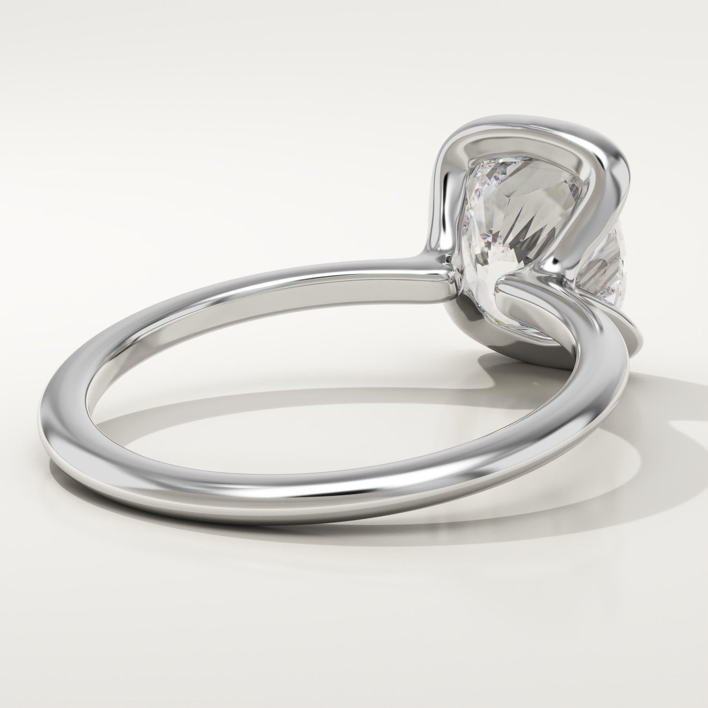 Cushion Cut Half Bezel Lab-Grown Diamond Engagement Ring