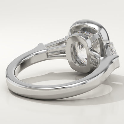 Elongated Cushion Cut Three Stone Lab-Grown Diamond Engagement Ring