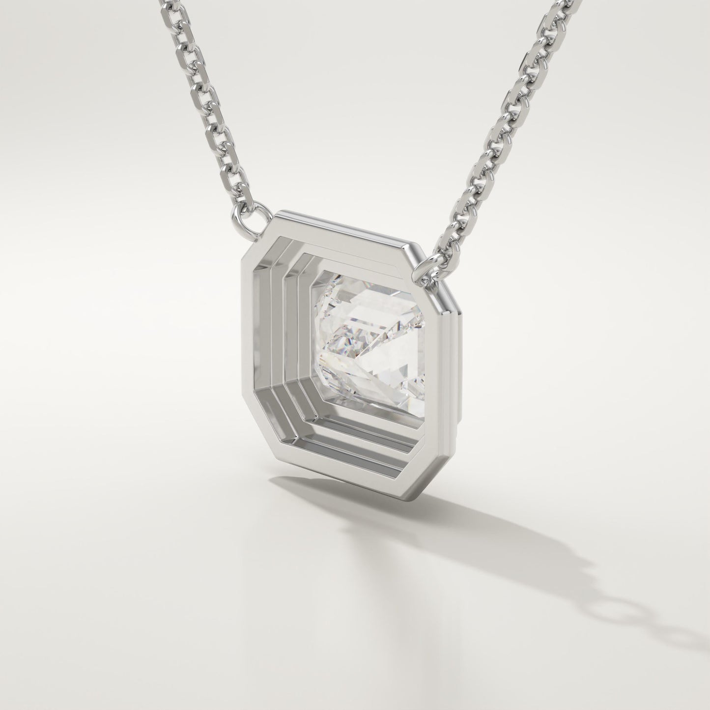 2 CT East West Emerald Lab-Grown Diamond Solitaire & Bezel Necklace