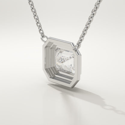 2 CT East West Emerald Lab-Grown Diamond Solitaire & Bezel Necklace