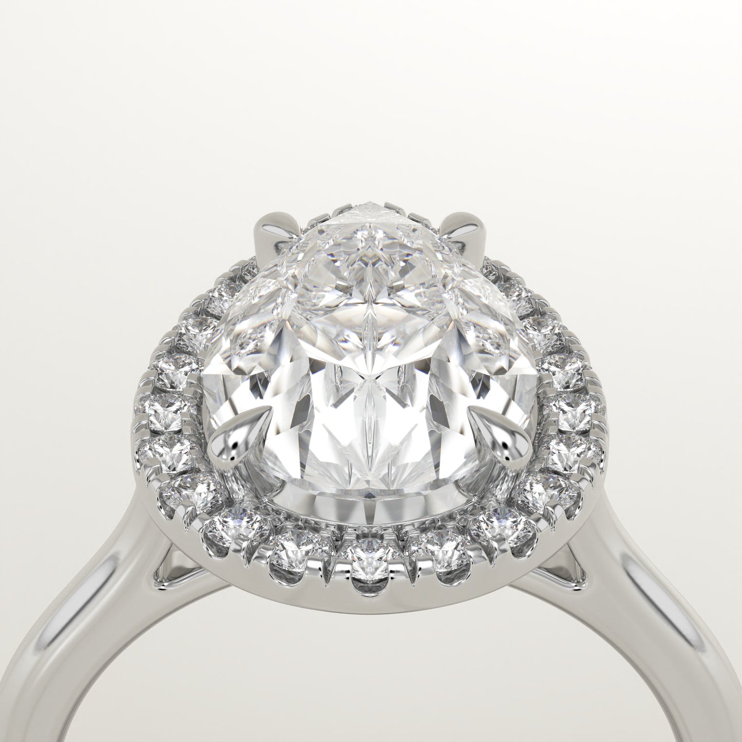 2.35 CT Pear Cut Lab Grown Diamond Halo Engagement Ring (US Size 5.5 Ready To Ship)