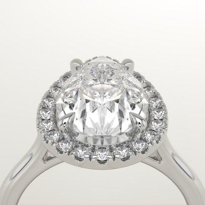 2.35 CT Pear Cut Lab Grown Diamond Halo Engagement Ring (US Size 5.5 Ready To Ship)