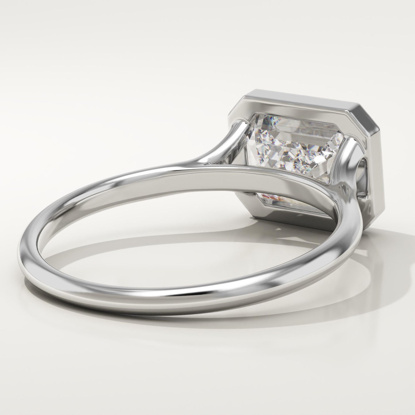 2 CT East West Emerald Cut Bezel Moissanite Engagement Ring