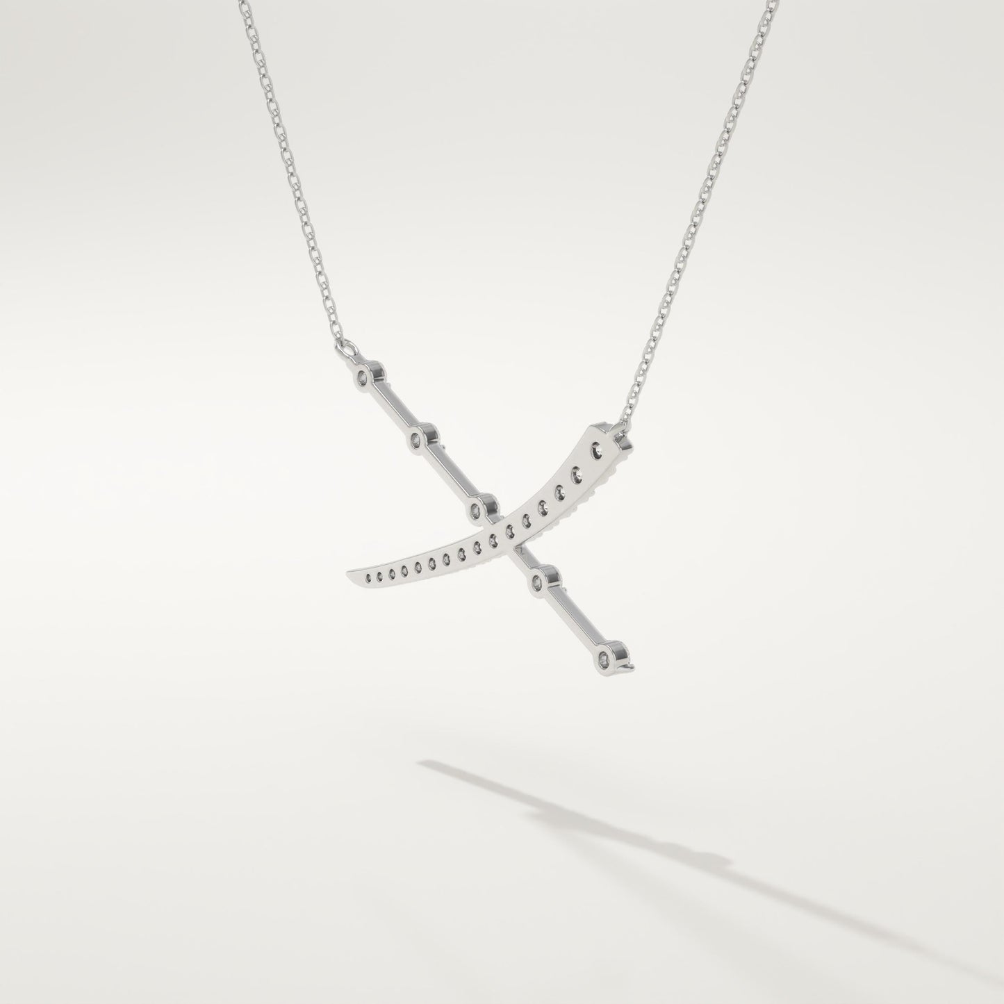 0.34 TCW Round Lab-Grown Diamond X Initial Necklace
