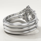 1.18 CT Oval Cut Cluster Lab-Grown Diamond Bridal Set