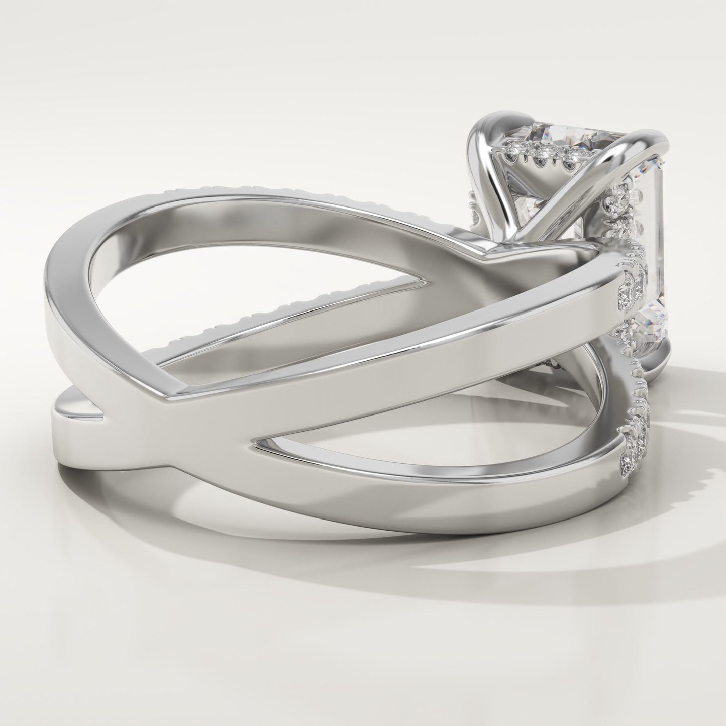 Emerald Hidden Halo & Criss Cross Pave Lab-Grown Diamond Engagement Ring