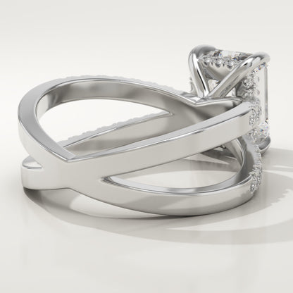 Emerald Hidden Halo & Criss Cross Pave Lab-Grown Diamond Engagement Ring