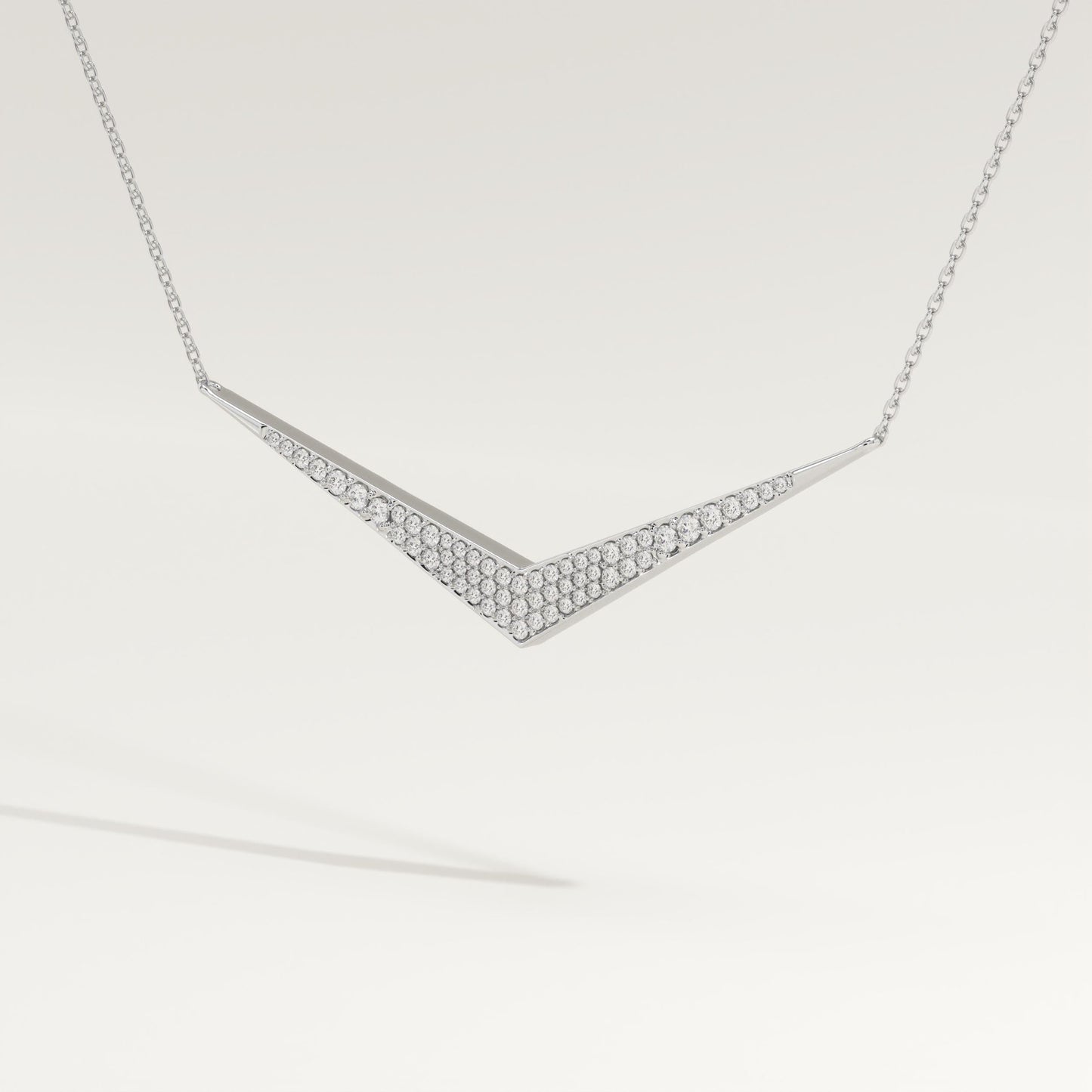 0.272 TCW Round Lab-Grown Diamond V Elongated Shaped Necklace
