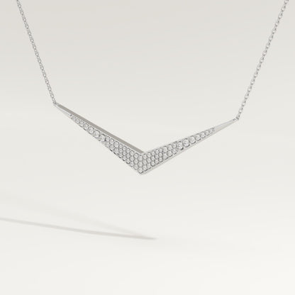 0.272 TCW Round Lab-Grown Diamond V Elongated Shaped Necklace