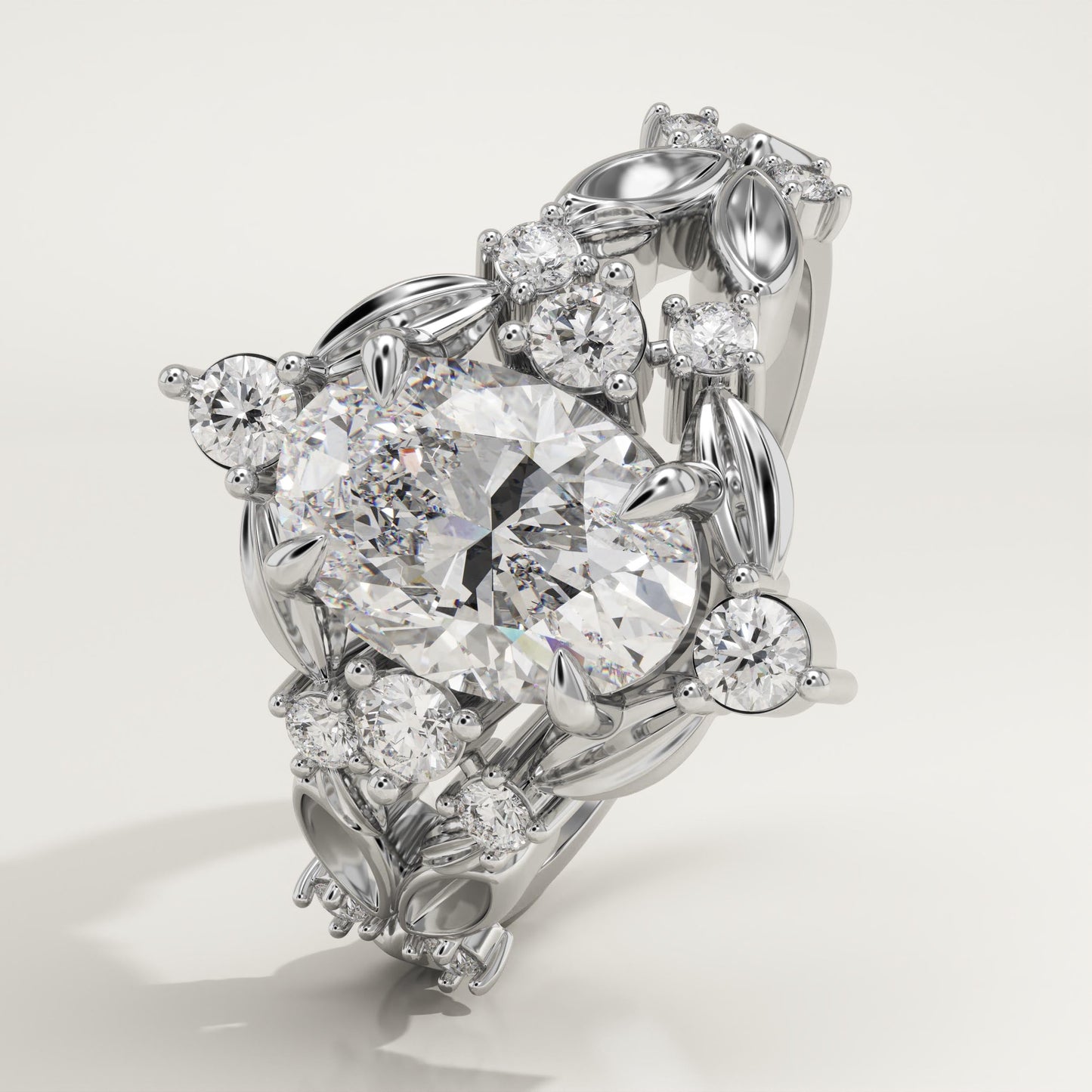 Oval Cut Nature Inspired Lab-Grown Diamond Engagement Ring