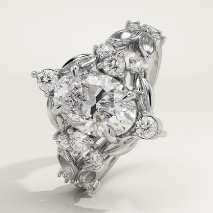 Oval Cut Nature Inspired Lab-Grown Diamond Engagement Ring