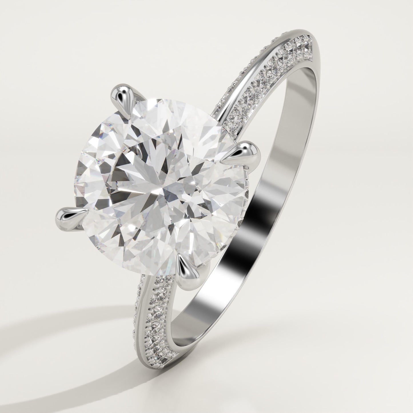 Round Cut Hidden Halo & Pave Lab-Grown Diamond Engagement Ring