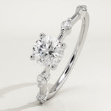 2.0 CT Round Cut Dainty Pave Lab-Grown Diamond Engagement Ring