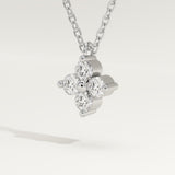 0.16 TCW Round Lab-Grown Diamond Flower Charm Necklace