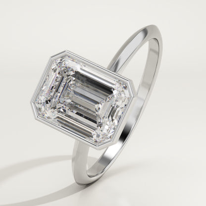 Emerald Cut Bezel Lab-Grown Diamond Engagement Ring