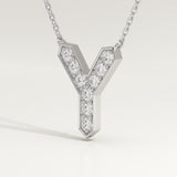 0.23 TCW Round Lab-Grown Diamond Y Initial Necklace