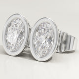 1 TCW Oval Bezel Lab-Grown Diamond Stud Earrings