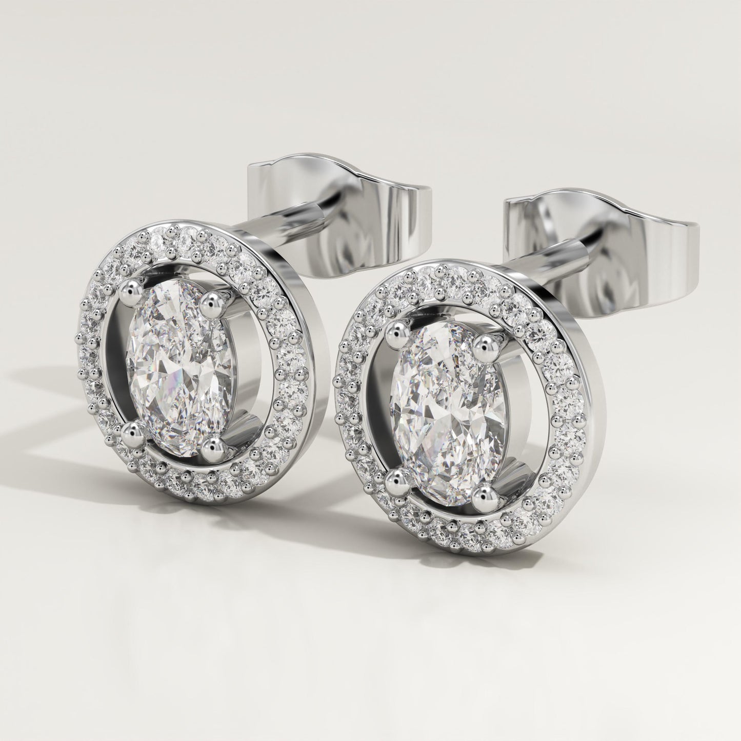 1.62 TCW Oval & Round Lab-Grown Diamond Stud Earrings