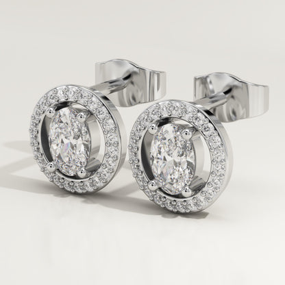 1.62 TCW Oval & Round Lab-Grown Diamond Stud Earrings