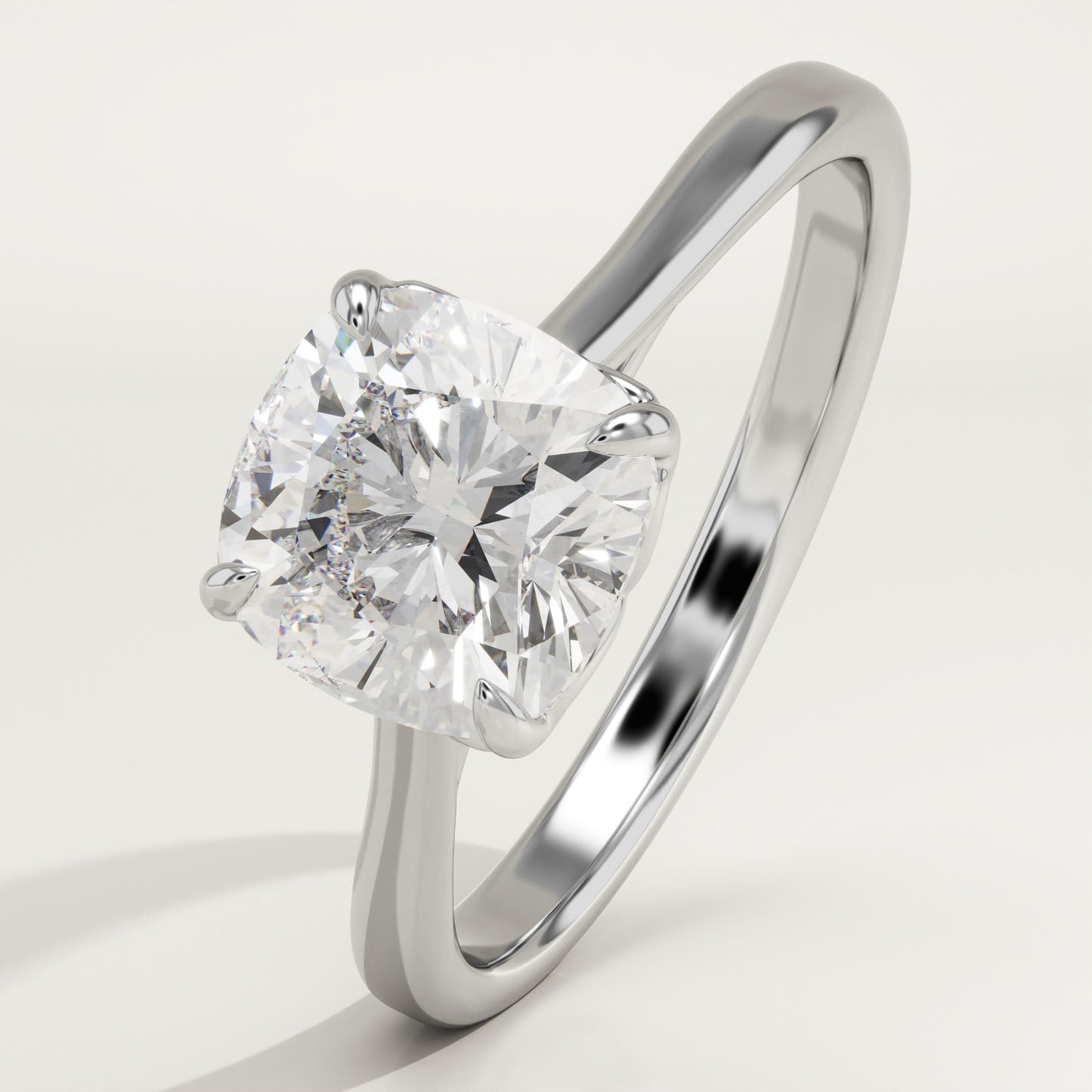 1.75 CT Cushion Cut Solitaire Moissanite Engagement Ring