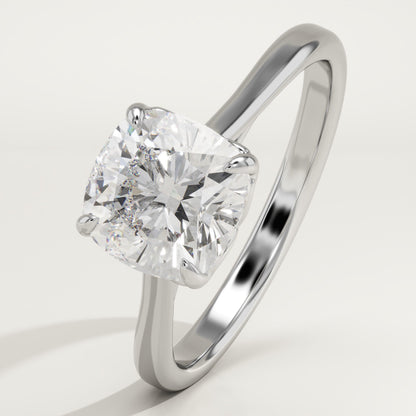 1.75 CT Cushion Cut Solitaire Moissanite Engagement Ring