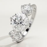 2.0 CT Round Cut Three Stone Lab-Grown Diamond Engagement Ring