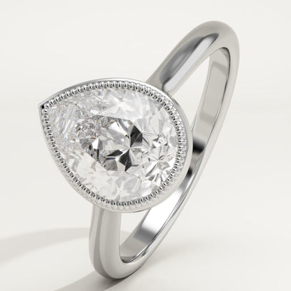 Pear Cut Solitaire Bezel Lab-Grown Diamond Engagement Ring