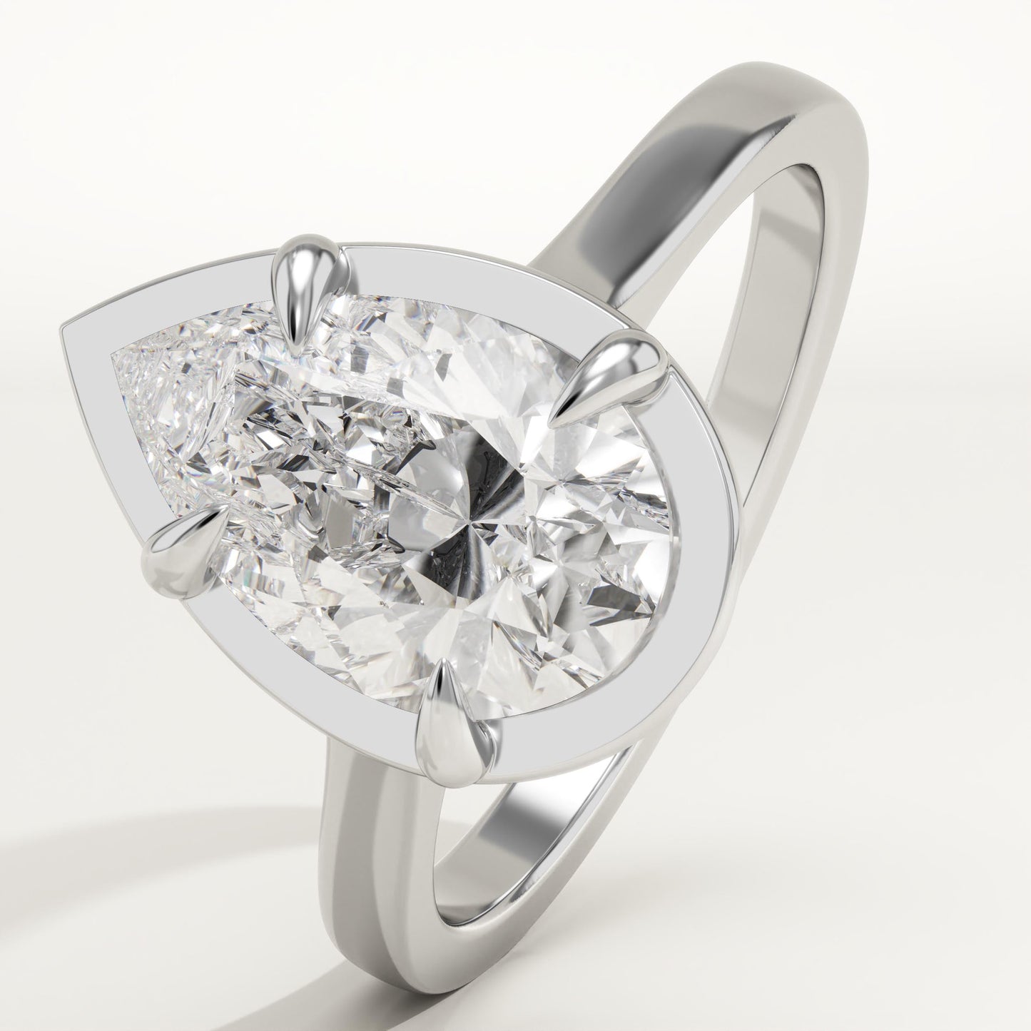 Pear Cut Solitaire Cathedral Lab-Grown Diamond Engagement Ring