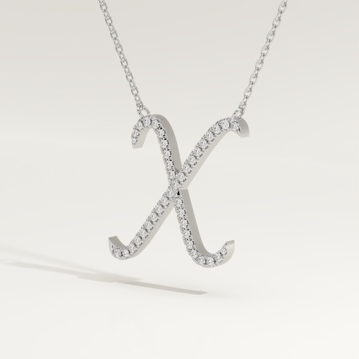 0.133 TCW Round Lab-Grown Diamond X Initial Necklace