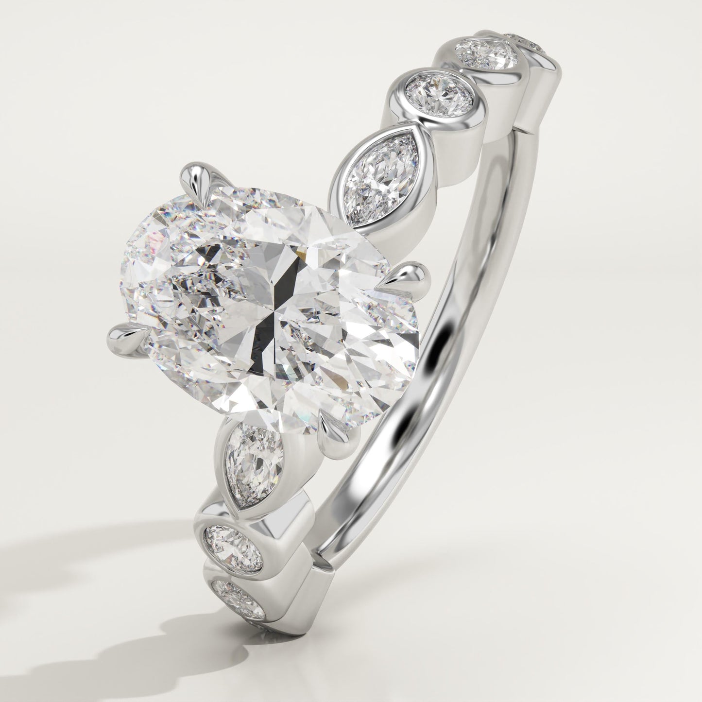 Oval Cut Pave Lab-Grown Diamond Engagement Ring