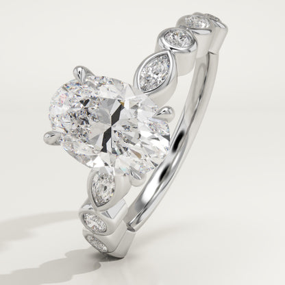 Oval Cut Pave Lab-Grown Diamond Engagement Ring