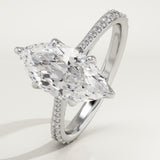 1.5 CT Marquise Cut Pave Style Lab-Grown Diamond Engagement Ring