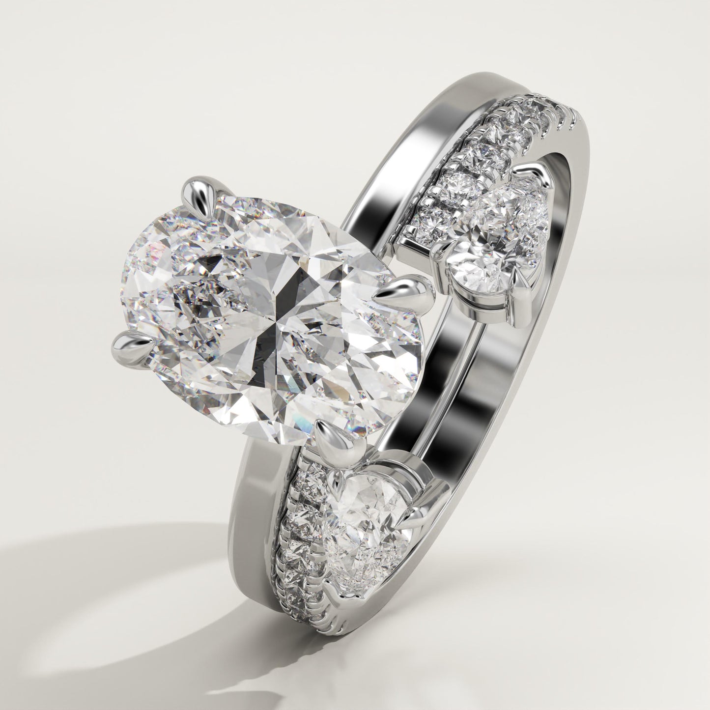 Oval Cut Cluster Lab-Grown Diamond Bridal Set