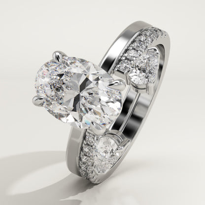 Oval Cut Cluster Lab-Grown Diamond Bridal Set