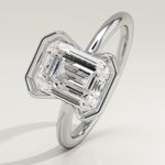2.0 CT Emerald Cut Half Bezel Lab-Grown Diamond Engagement Ring