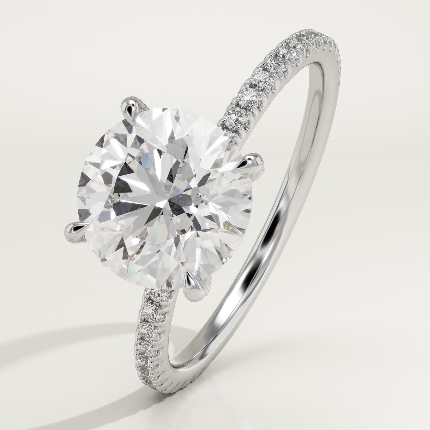 Round Cut Hidden Halo & Pave Lab-Grown Diamond Engagement Ring