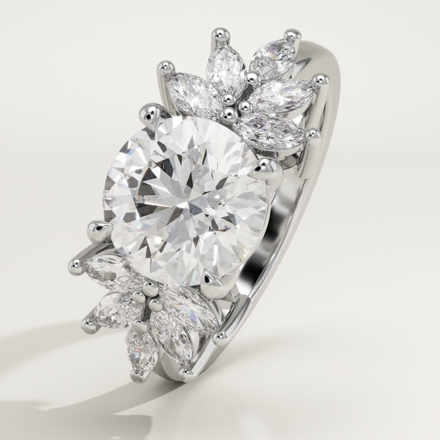 Round Cut Cluster Lab-Grown Diamond Engagement Ring
