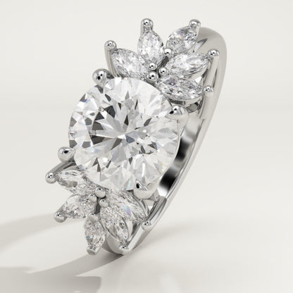 Round Cut Cluster Lab-Grown Diamond Engagement Ring