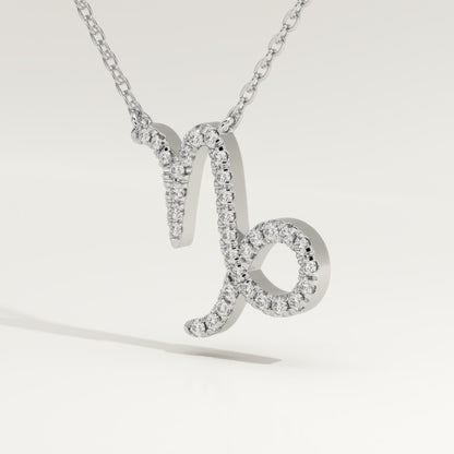 0.108 TCW Round Lab-Grown Diamond Capricon Zodiac Necklace