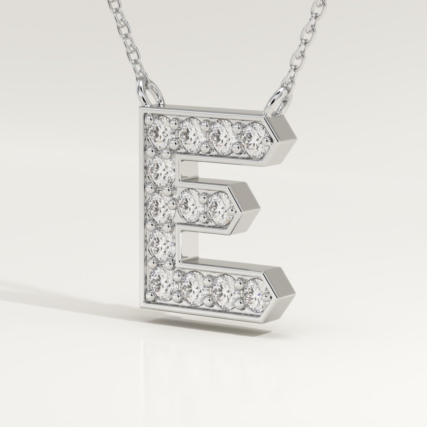 0.385 TCW Round Lab-Grown Diamond E Initial Necklace