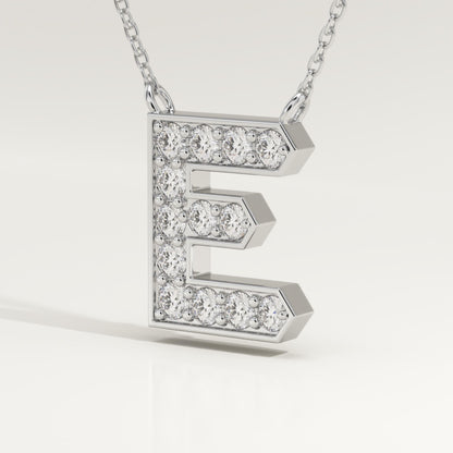 0.385 TCW Round Lab-Grown Diamond E Initial Necklace