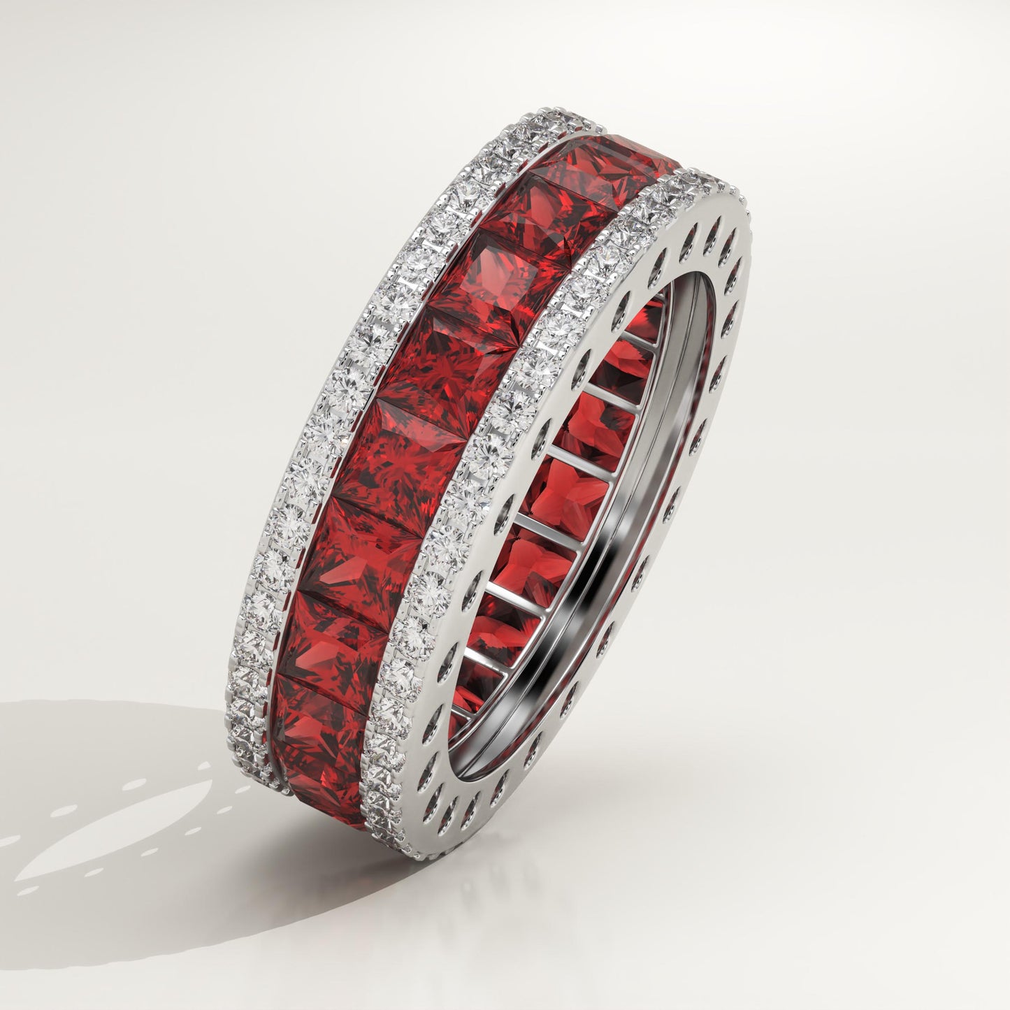 4.52 TCW Princess & Round Shaped January-Garnet Birthstone Wedding Band